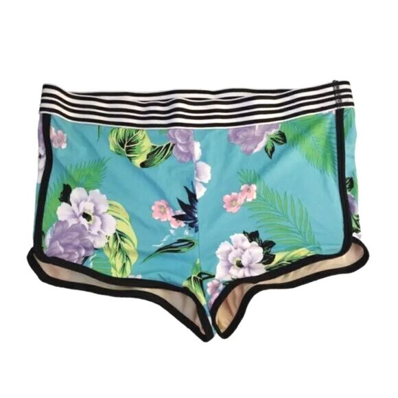 Cacique Lane Bryant Teal Tropical High Rise Boyshort Swim Bottoms Size 14 - Picture 4 of 15